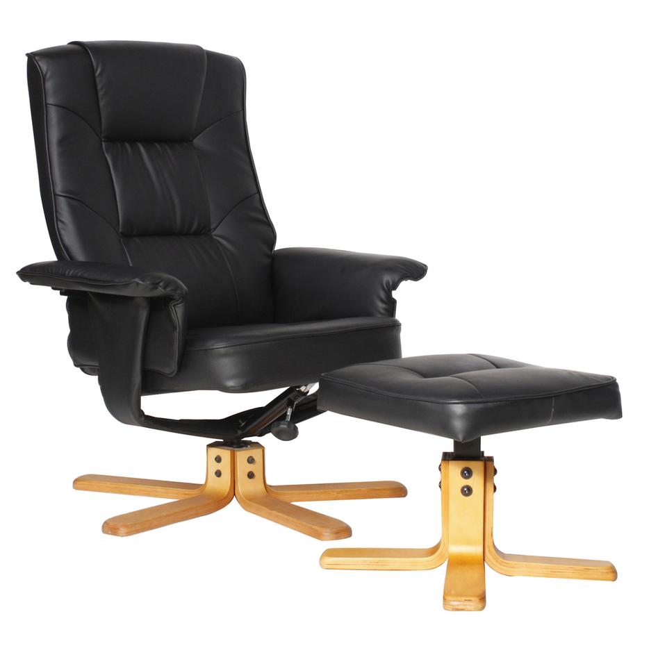Dumont Faux Leather Reclining Chair With Footstool