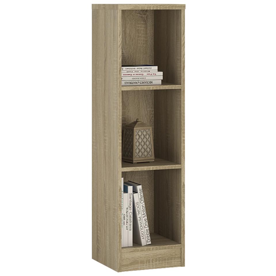 4 You Medium Narrow Bookcase in Sonama Oak/Pearl White/Canyon Grey