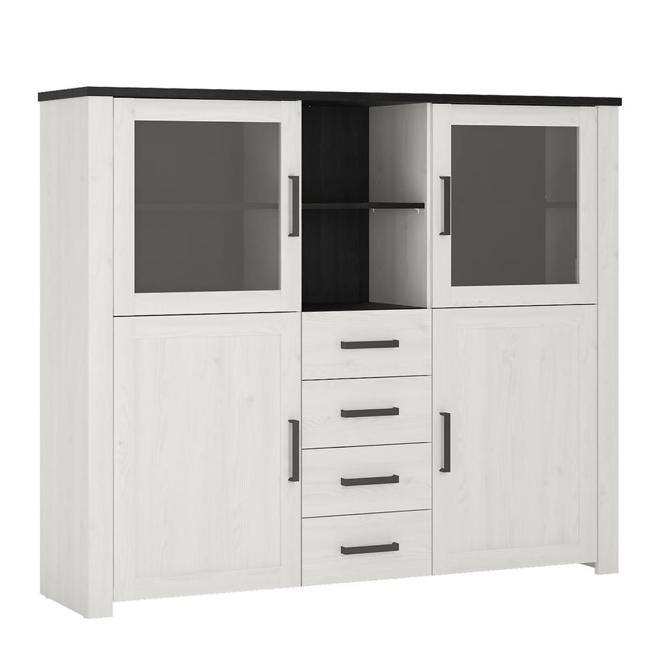 Provence Wide glazed display cabinet 4 door 4 drawer