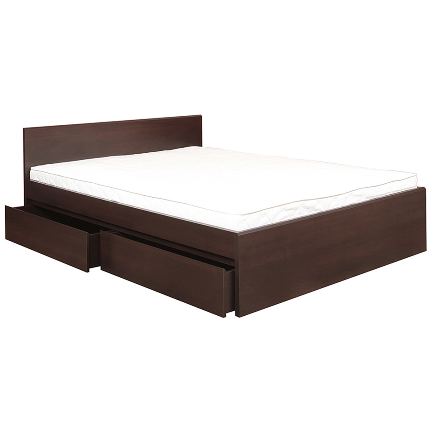 Pello 160 Cm Kingsize Bed With Under Bed Drawers In Dark Mahogany