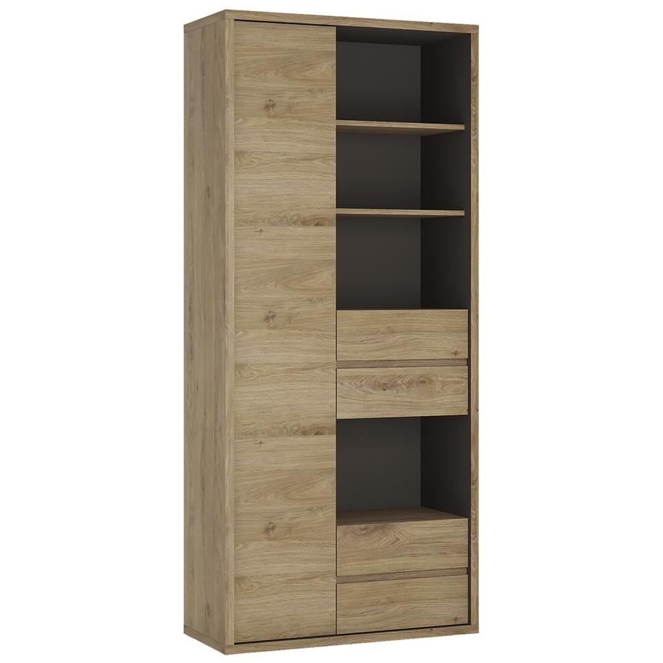 Shetland Tall wide 1 door 4 drawer bookcase