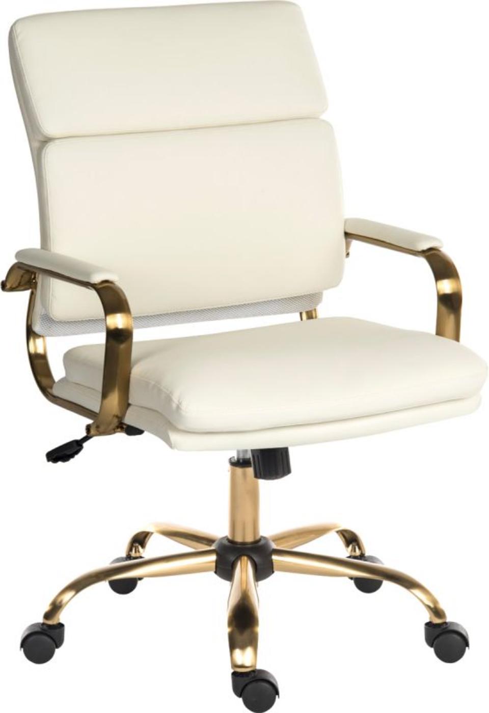 Vintage Executive Chair White Faux Leather
