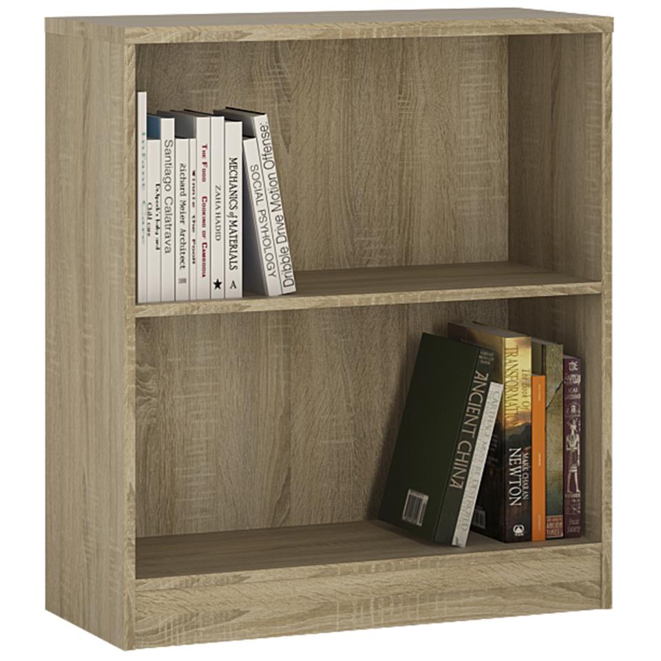 4 You Low Wide Bookcase in Sonama Oak/Pearl White/Canyon Grey