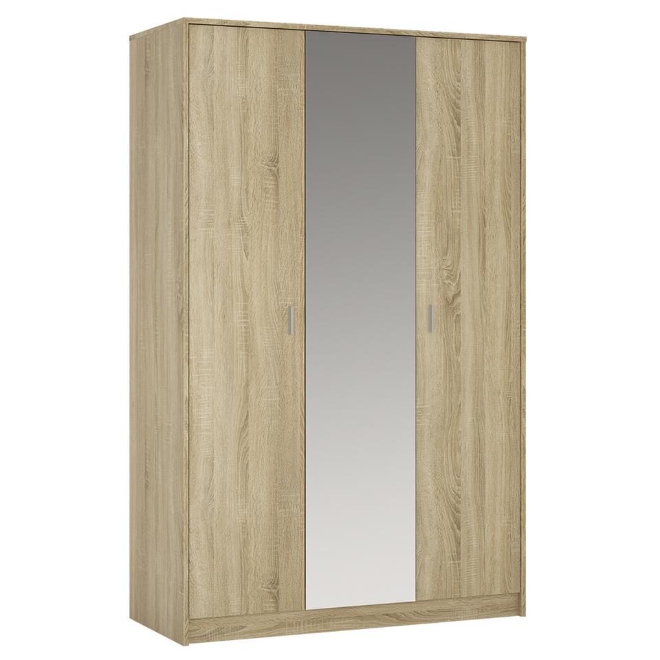 4You 3 door wardrobe (inc mirror) in Sonama Oak/Pearl White