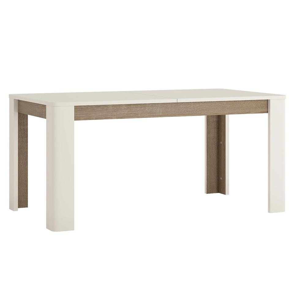 Chelsea Living Extending Dining Table in white with an Truffle Oak Trim